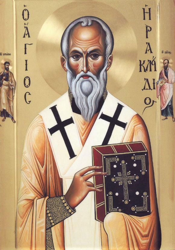 Icon of St. Herakleidios (and Sts. Paul and Barnabas) from the Monastery of the same name, painted by the fathers of Vatopaidi Monastery 