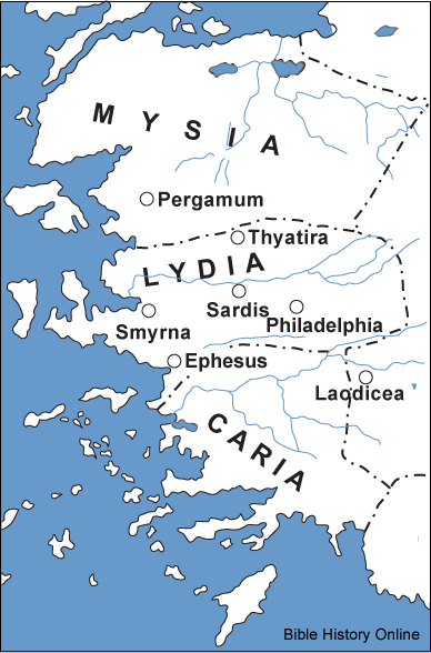 Map of the seven churches of Revelation.